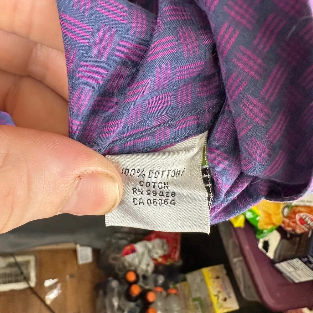 Bugatchi Uomo Mens Purple Basketweave Cotton Button Down Shirt Shaped Fit XL